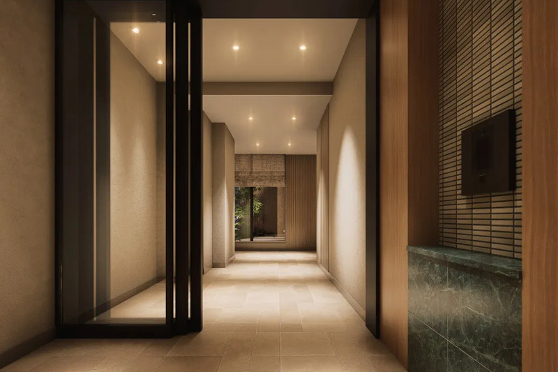 静けさとやわらかな光に迎えられるエントランス